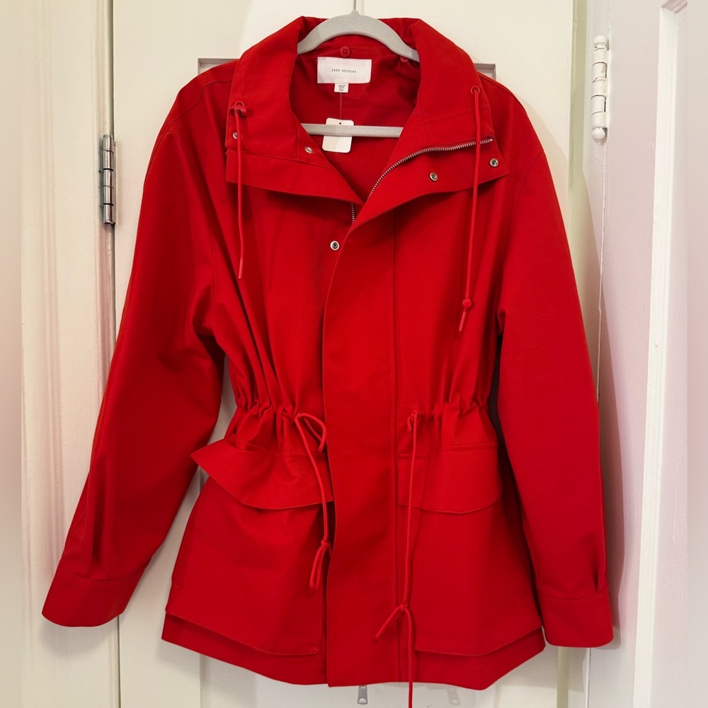 Zara Red Drawstring Parka Jacket - Picture 2 of 2